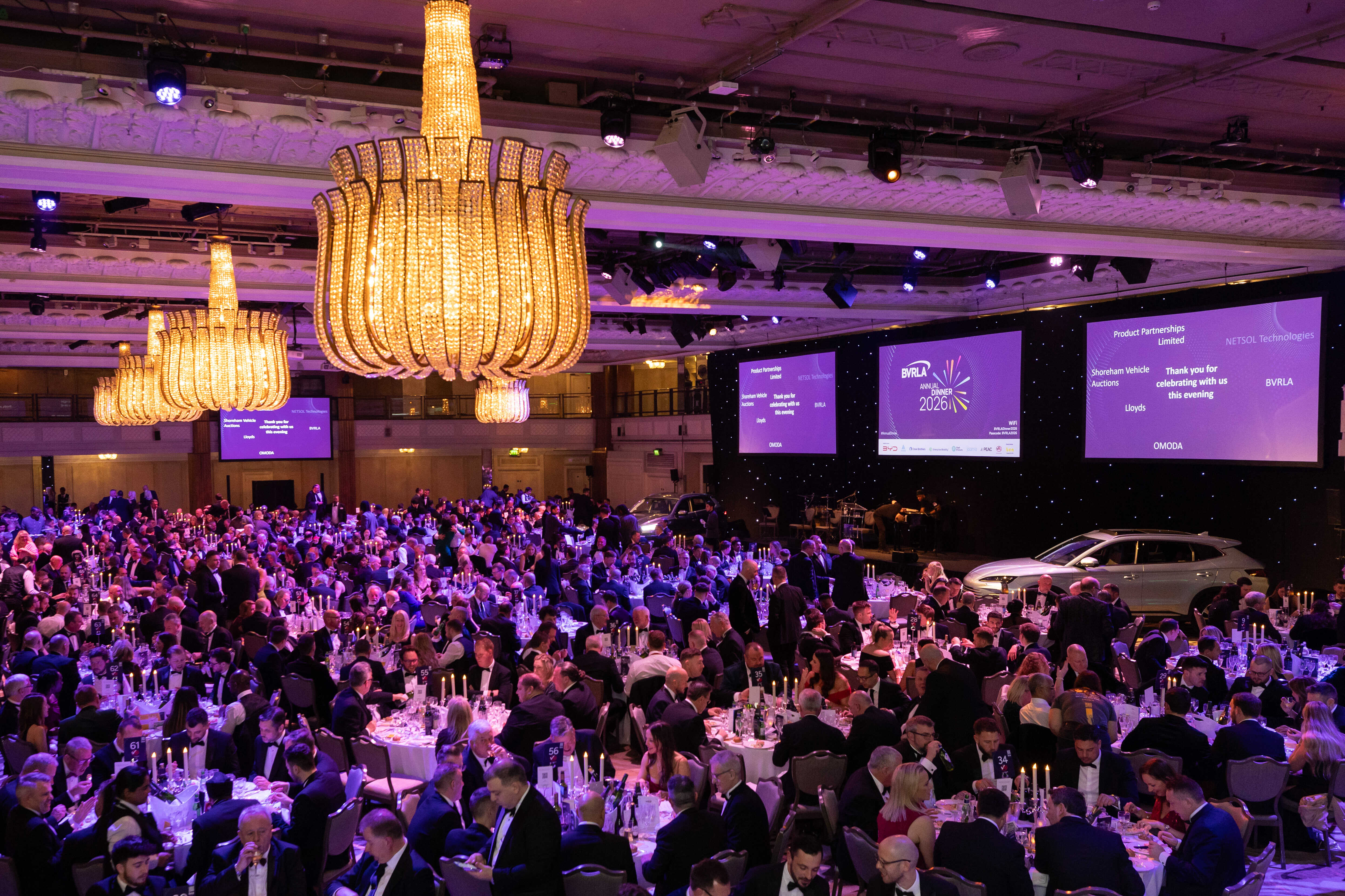 An image of a corporate dinner in a park lane London hotel