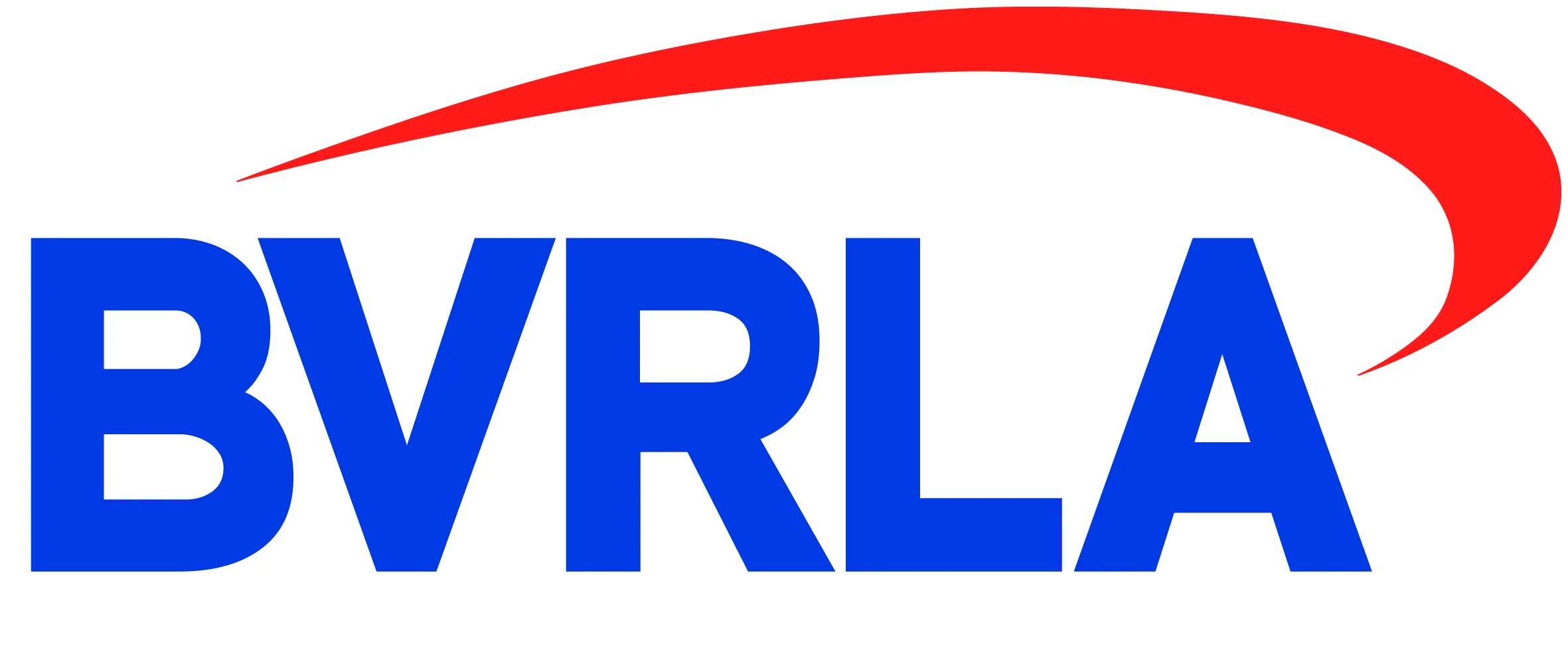 Image of the BVRLA logo - blue characters with a red swoosh, increasing in size from left to right, above