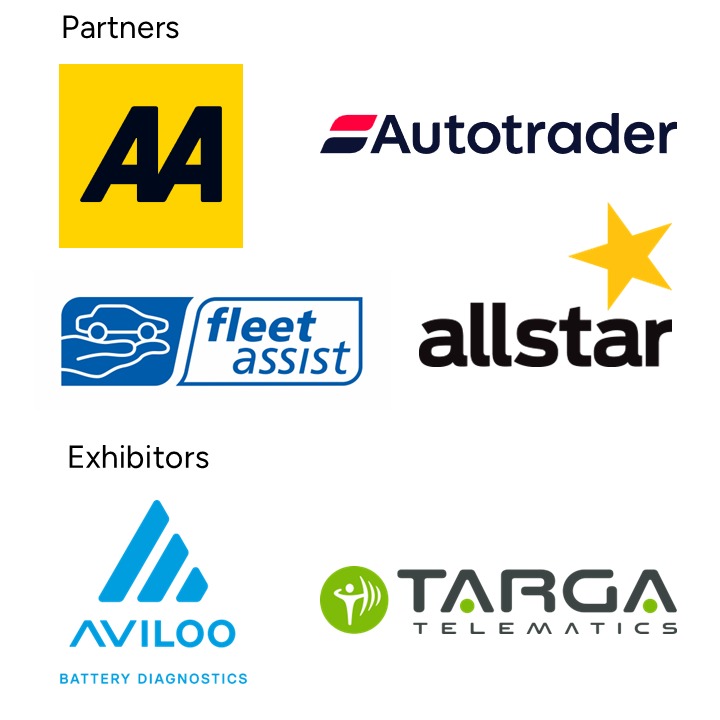 Logos of the sponsors of the BVRLA Fleets in Charge Conference 2026 - Autotrader, The AA, Corpay Allstar and Fleet Assist an exhibitor Aviloo GmbH