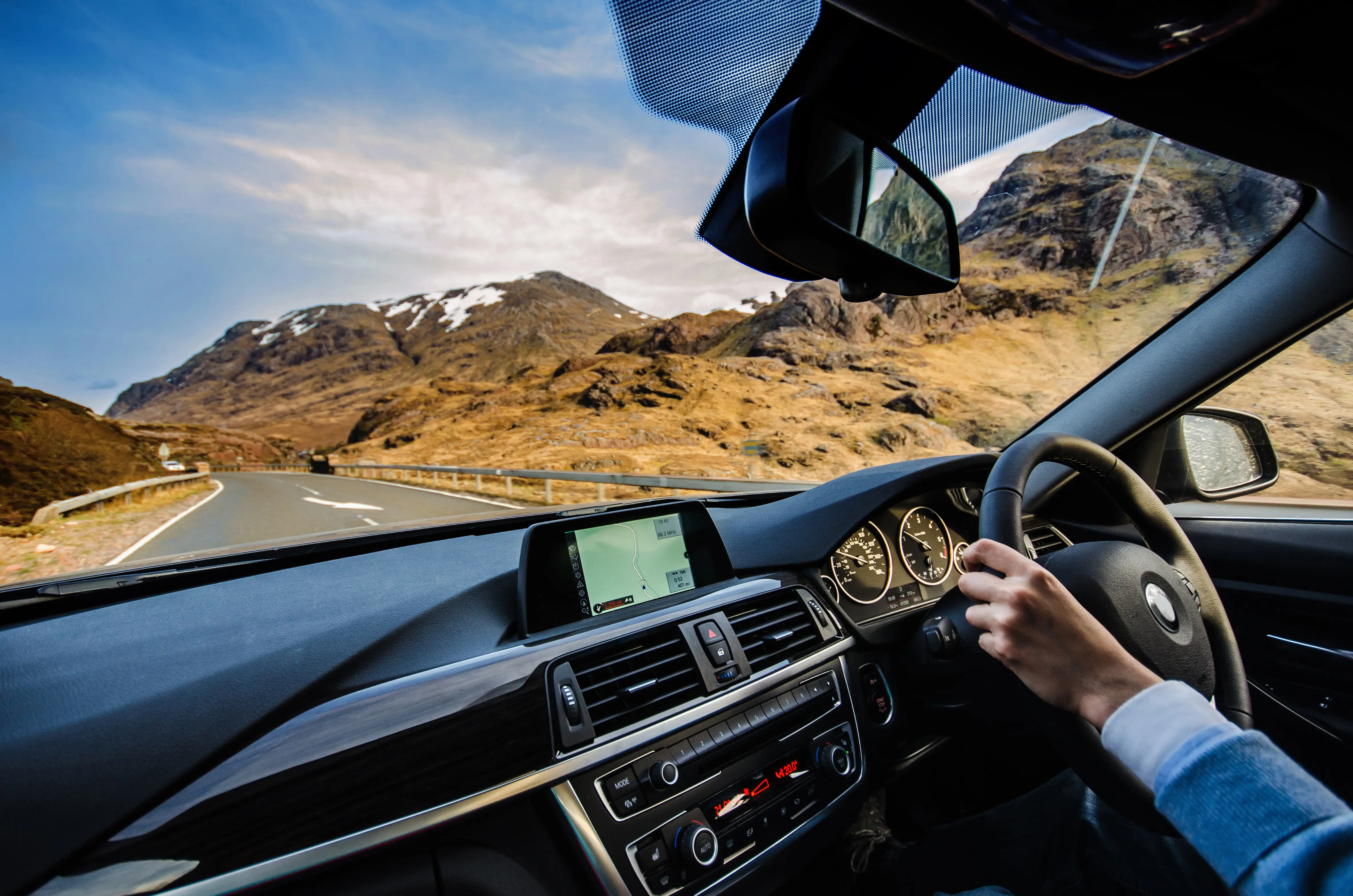 Stock image_interior shot of car showing landscape beyond