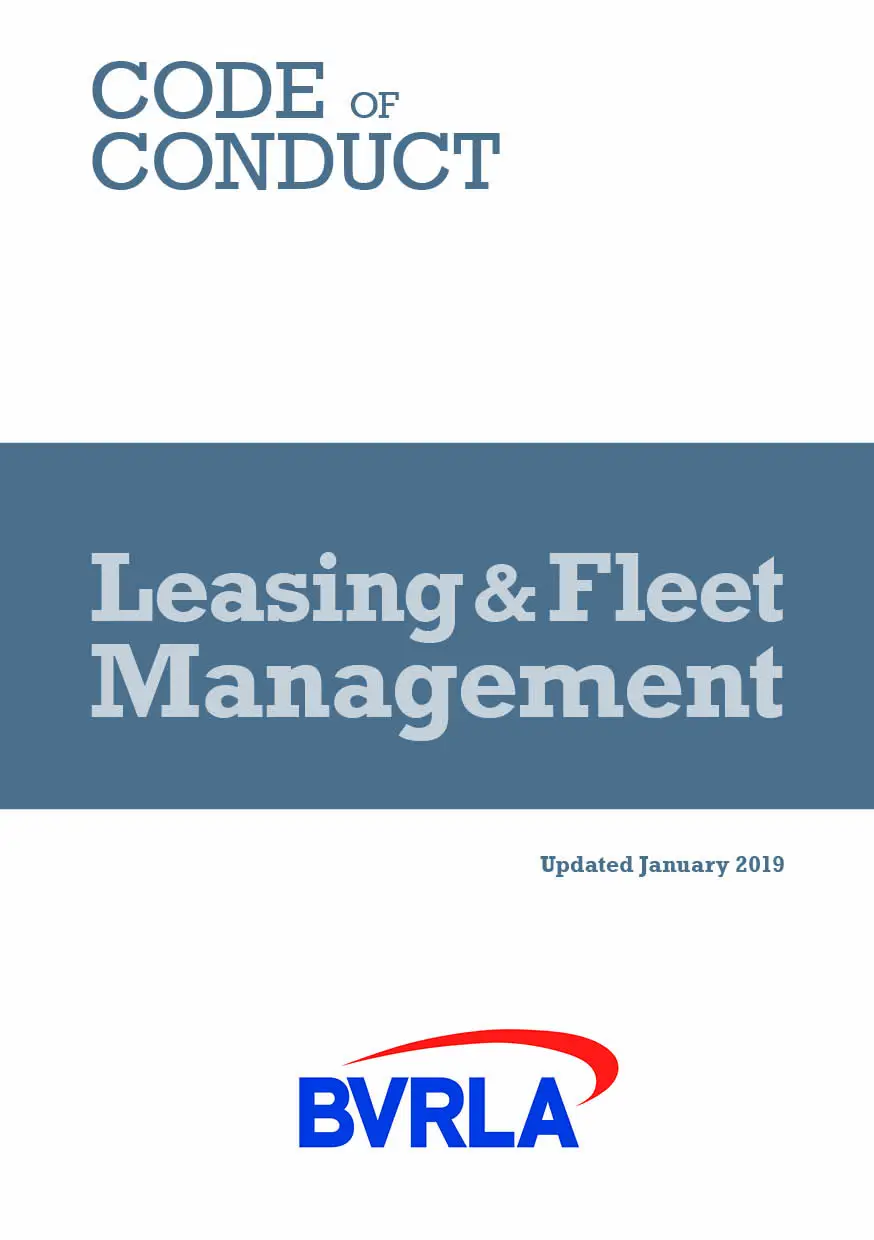 Front cover of the B V R L A's Leasing and Fleet Management Code of Conduct